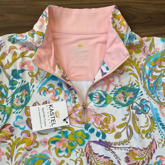 Kastel Denmark - Quarter Zip Tank Top - Floral "Festical Ikat" -  Large - Picture 2 of 5